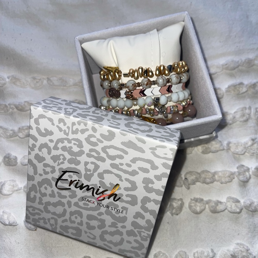 Pink, Gold, and White Erimish Stack Your Style Bracelets